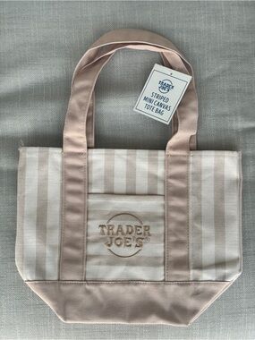 Trader Joe’s Striped Mini Canvas Tote Bag - tan